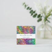 Abstrakte Rainbow Glitz Square Business Card Quadratische Visitenkarte (Stehend Vorderseite)