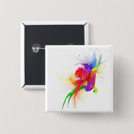 Abstrakte Rainbow Lorikeet Paint-Spritzer Button (Vorne & Hinten)