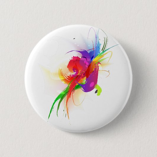 Abstrakte Rainbow Lorikeet Paint-Spritzer Button (Vorderseite)
