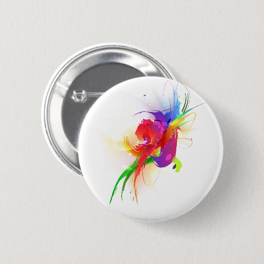 Abstrakte Rainbow Lorikeet Paint-Spritzer Button (Vorne & Hinten)