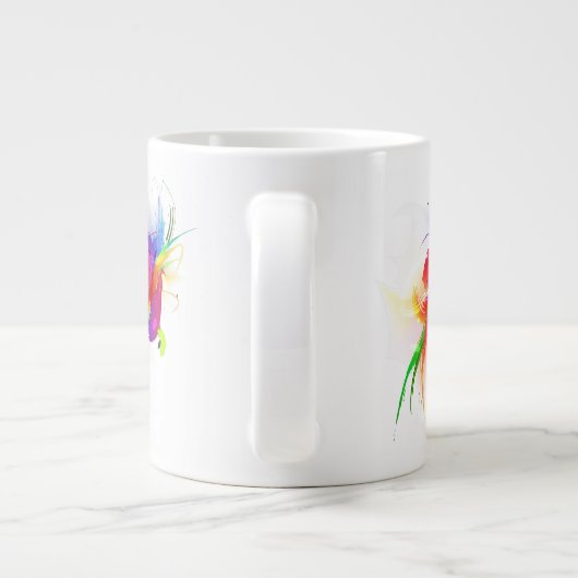 Abstrakte Rainbow Lorikeet Paint-Spritzer Jumbo-Tasse (Rückseite)
