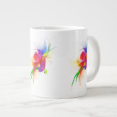 Abstrakte Rainbow Lorikeet Paint-Spritzer Jumbo-Tasse (Vorderseite Rechts)
