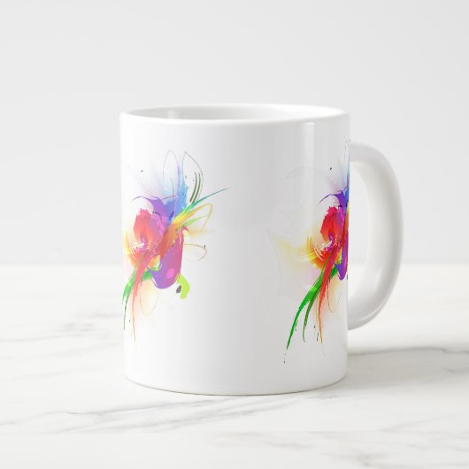 Abstrakte Rainbow Lorikeet Paint-Spritzer Jumbo-Tasse (Vorderseite Rechts)