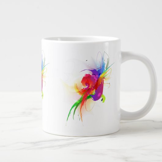 Abstrakte Rainbow Lorikeet Paint-Spritzer Jumbo-Tasse (Rechts)