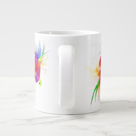 Abstrakte Rainbow Lorikeet Paint-Spritzer Jumbo-Tasse (Rückseite)