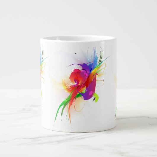 Abstrakte Rainbow Lorikeet Paint-Spritzer Jumbo-Tasse (Vorderseite)