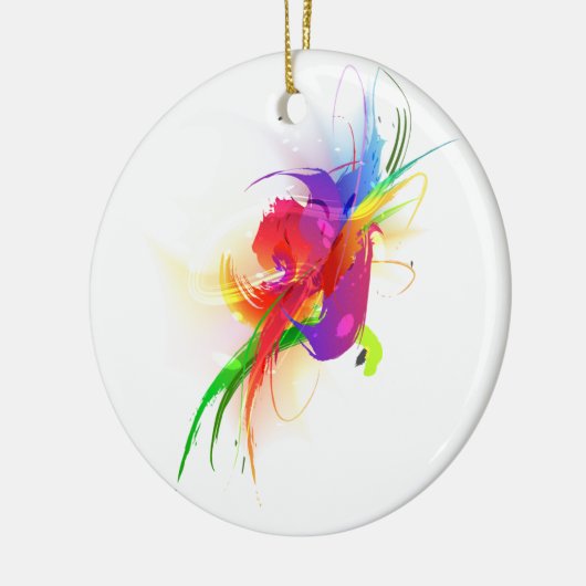 Abstrakte Rainbow Lorikeet Paint-Spritzer Keramik Ornament (Links)