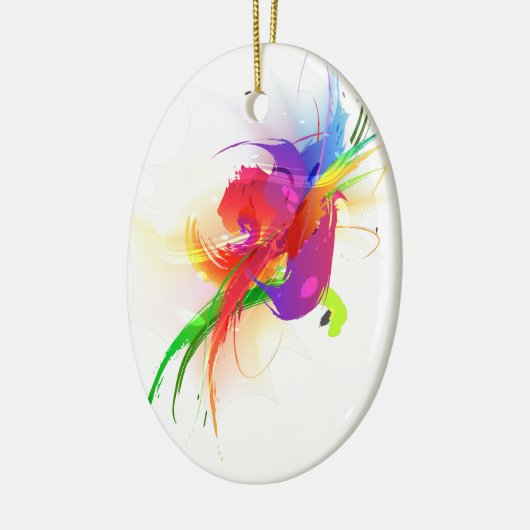 Abstrakte Rainbow Lorikeet Paint-Spritzer Keramikornament (Links)