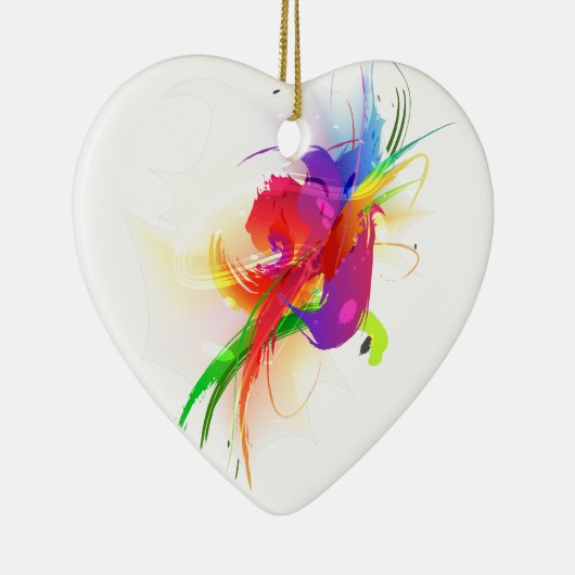 Abstrakte Rainbow Lorikeet Paint-Spritzer Keramikornament (Rechts)