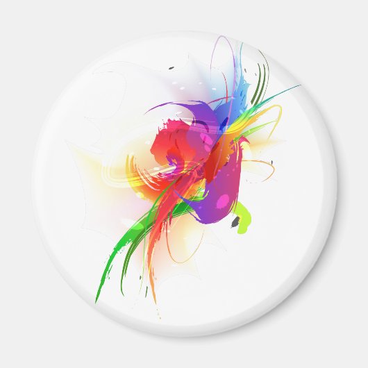Abstrakte Rainbow Lorikeet Paint-Spritzer Magnet (Vorne)
