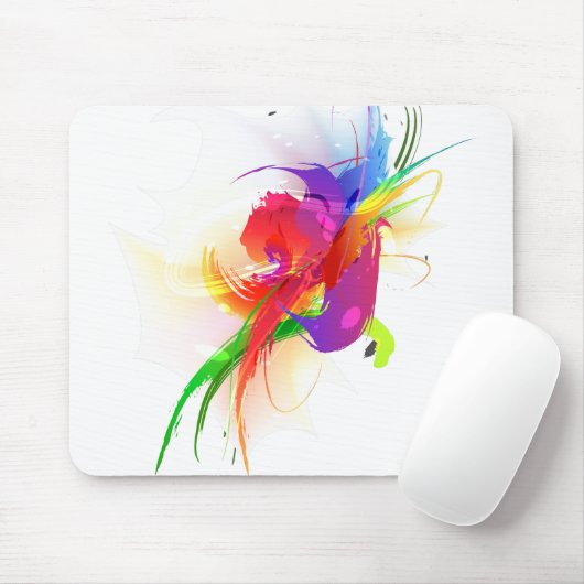 Abstrakte Rainbow Lorikeet Paint-Spritzer Mousepad (Mit Mouse)