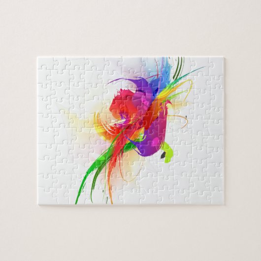 Abstrakte Rainbow Lorikeet Paint-Spritzer Puzzle (Horizontal)
