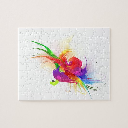 Abstrakte Rainbow Lorikeet Paint-Spritzer Puzzle (Horizontal)