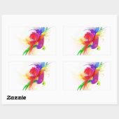 Abstrakte Rainbow Lorikeet Paint-Spritzer Rechteckiger Aufkleber (Blatt)