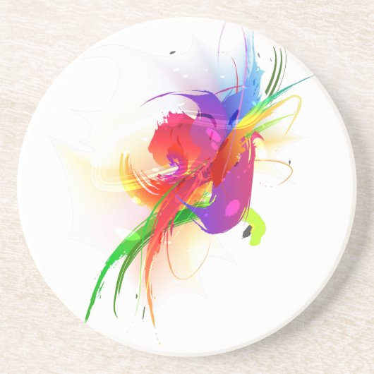 Abstrakte Rainbow Lorikeet Paint-Spritzer Untersetzer (Vorne)