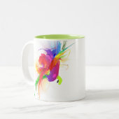 Abstrakte Rainbow Lorikeet Paint-Spritzer Zweifarbige Tasse (Vorderseite Links)
