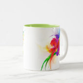 Abstrakte Rainbow Lorikeet Paint-Spritzer Zweifarbige Tasse (VorderseiteRechts)