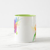 Abstrakte Rainbow Lorikeet Paint-Spritzer Zweifarbige Tasse (Mittel)