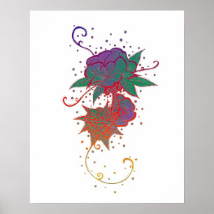 Abstrakte Rainbow Rose Tattoo Poster
