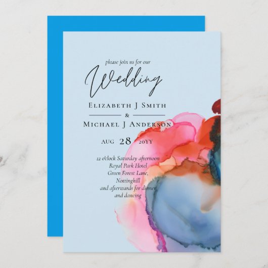 ABSTRAKTE Rainbow-Wasserfarbenhochzeit (Vorne/Hinten)