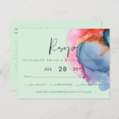 ABSTRAKTE Rainbow-Wasserfarbenhochzeit Postkarte (Vorne/Hinten)