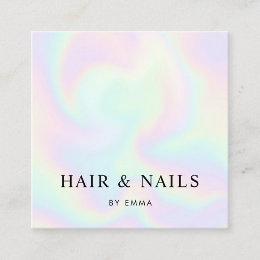 Abstrakte Rainbow-Wirbel Haarstylist & Nail Tech Quadratische Visitenkarte (Vorderseite)