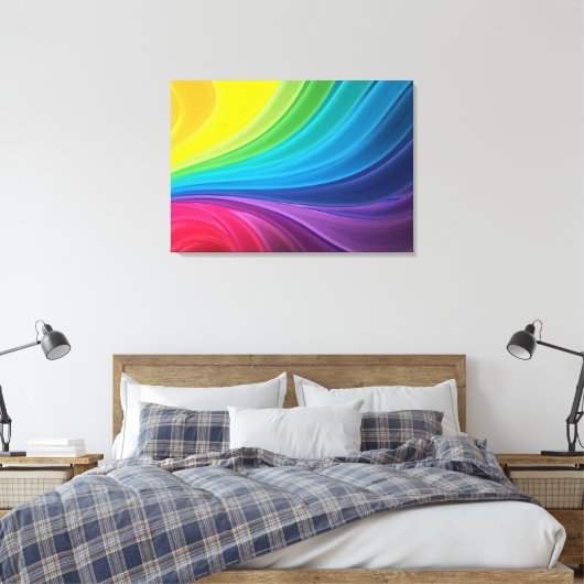 Abstrakte Rainbow Wrapped Canvas Print Leinwanddruck (Insitu (Schlafzimmer))