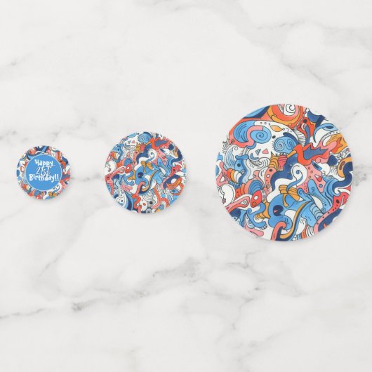 Abstrakte Random Hand gezeichnet Doodles Konfetti (Rückseiten)