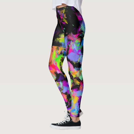Abstrakte Random Messy Paint Color Explosion Leggings (Links)