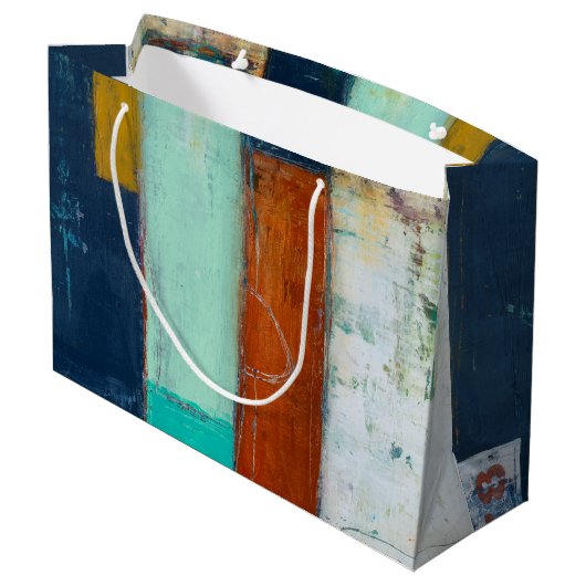 Abstrakte Rechtecke Große Geschenktüte (Rückseite Schrägansicht)