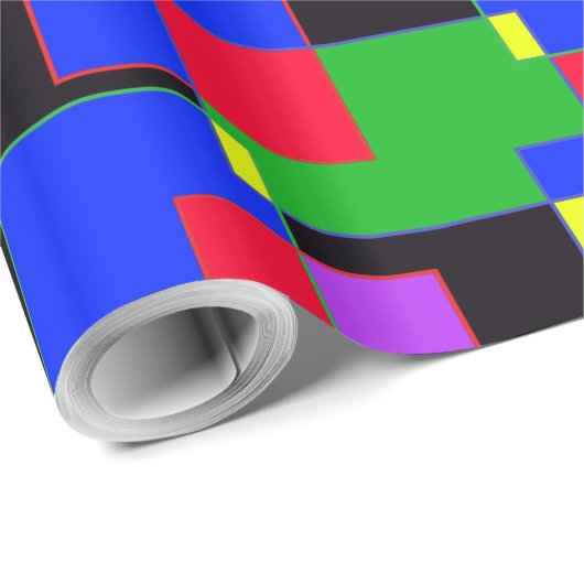 Abstrakte Rechtecke mit den roten grünen Quadraten Geschenkpapier (Rolleneckpunkt)