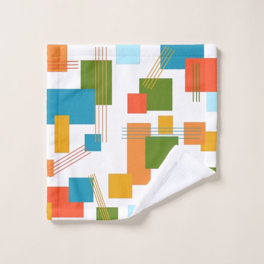Abstrakte Rechtecke und Linien Badhandtuch Set (Waschlappen)