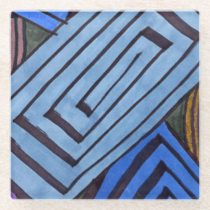 Abstrakte rechteckige Spirale Glasuntersetzer