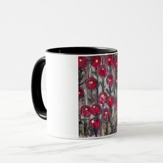 Abstrakte Red Berry Blume Tasse (Vorderseite Links)