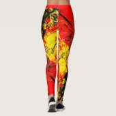 Abstrakte Red Yellow Black Shiny Girly Chic Mode Leggings (Rückseite)