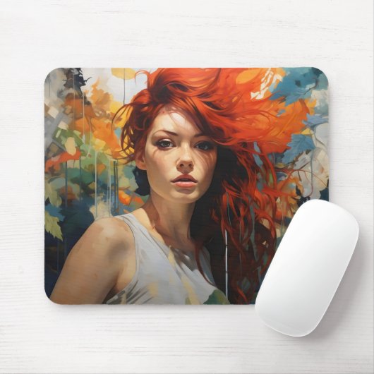 Abstrakte Redhead Girl Mousepad (Mit Mouse)