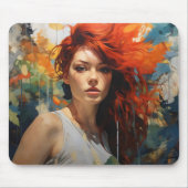 Abstrakte Redhead Girl Mousepad (Vorne)