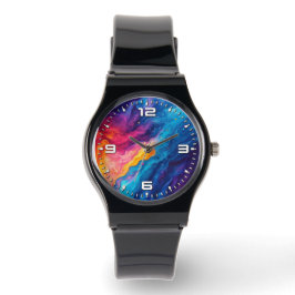 Abstrakte Regenbogen-Acrylfarben Künstler Armbanduhr