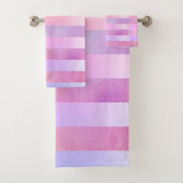 Abstrakte Regenbogen-Blume Streifen in Wasserfarbe Badhandtuch Set