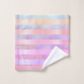 Abstrakte Regenbogen-Blume Streifen in Wasserfarbe Badhandtuch Set (Waschlappen)