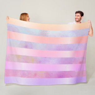 Abstrakte Regenbogen-Blume Streifen in Wasserfarbe Fleecedecke
