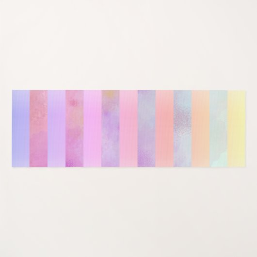 Abstrakte Regenbogen-Blume Streifen in Wasserfarbe Yogamatte (Vorderseite (Horizontal))
