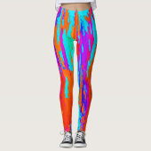 Abstrakte Regenbogen-Farbpinselstrich-Malpattern Leggings (Vorderseite)