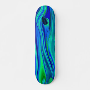 Abstrakte regenbogen in grün lila blau skateboard