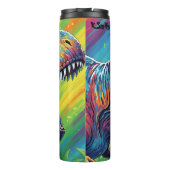 Abstrakte Regenbogen-T-Rex-Brüll-Kunst Thermosbecher (Rückseite)