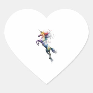 Abstrakte Regenbogenfarbe eines Einhorns Herz-Aufkleber