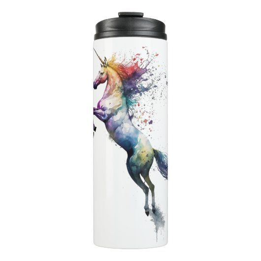 Abstrakte Regenbogenfarbe eines Einhorns Thermosbecher (Vorderseite)