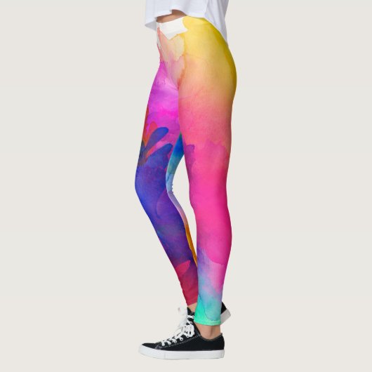 Abstrakte Regenbogenfarbe Leggings (Links)