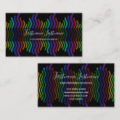 Abstrakte Regenbogenfarbwellen Kalligrafie Visitenkarte (Vorne/Hinten)