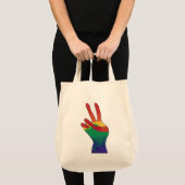 Abstrakte Regenbogenfriedenshandtaschen aus Leinwa Tragetasche (Vorderseite (Produkt))